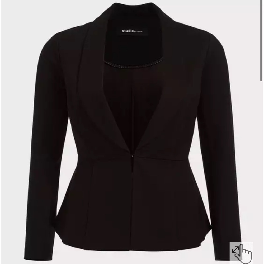 Torrid STUDIO REFINED CREPE PEPLUM BLAZER BLACK